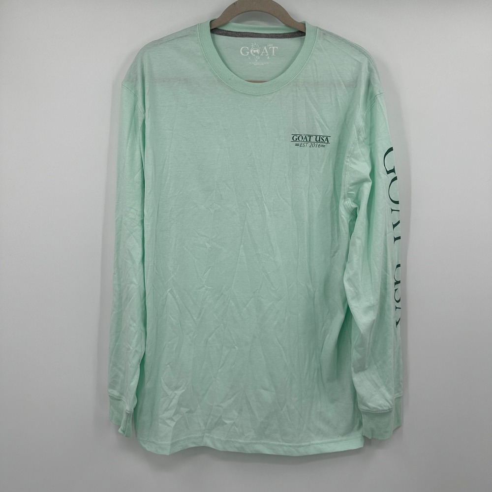 NWT GOAT USA Mint Green Long Sleeve Graphic T Shirt Top Tee‎ Womens Large